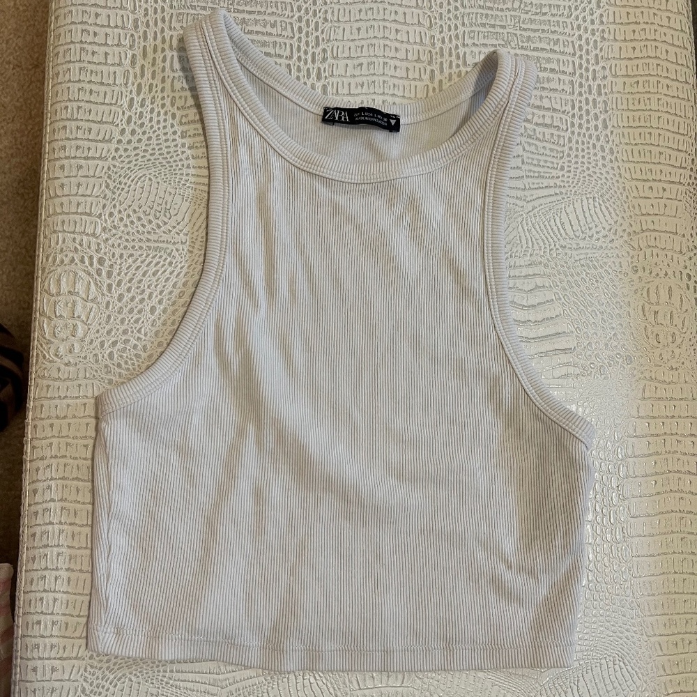Zara White Muscle Tank Crop